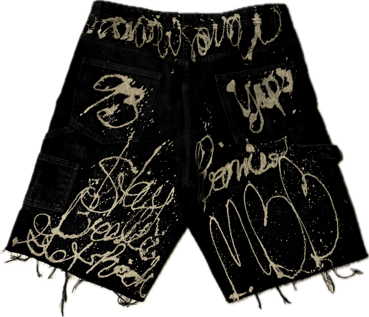 More Millions Black Denim Ash Premium Carpenter Shorts | Millionaire Broke Boiz