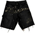 More Millions Black Denim Ash Premium Carpenter Shorts | Millionaire Broke Boiz