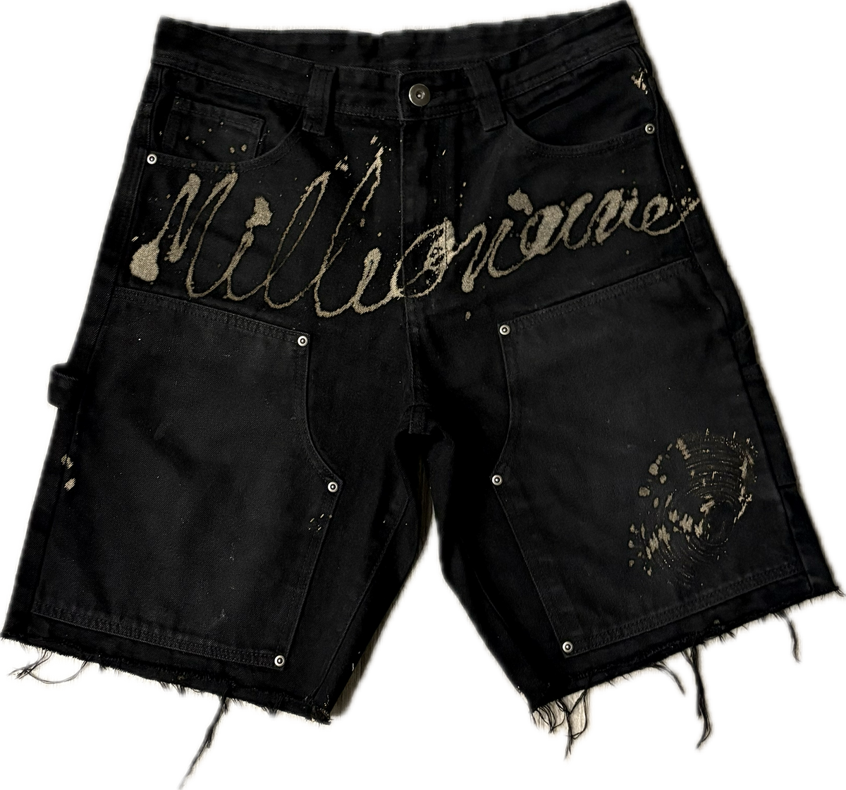 More Millions Black Denim Ash Premium Carpenter Shorts | Millionaire Broke Boiz