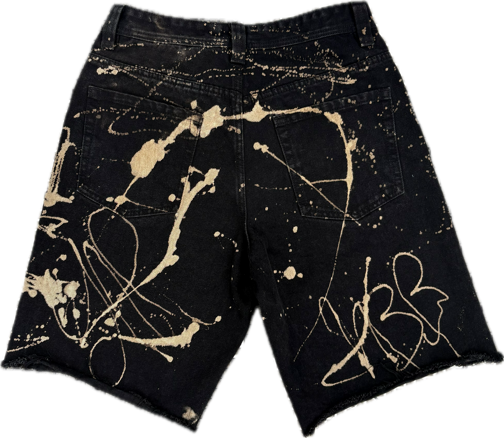 Tagged Black Graffiti Denim Shorts | Millionaire Broke Boiz