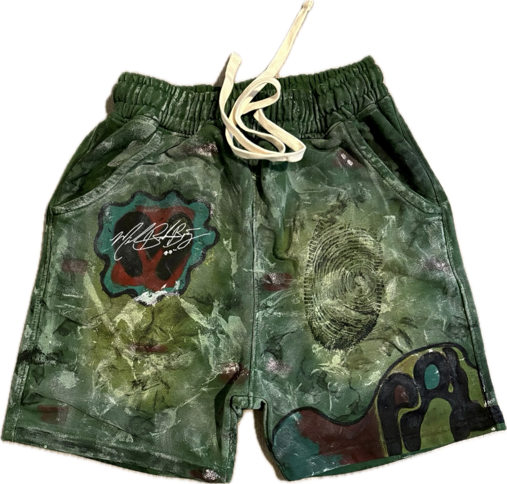 Millionaire Broke Boiz “ FUMERY “ Street Sweat Shorts | Green Luxury Streetwear Shorts